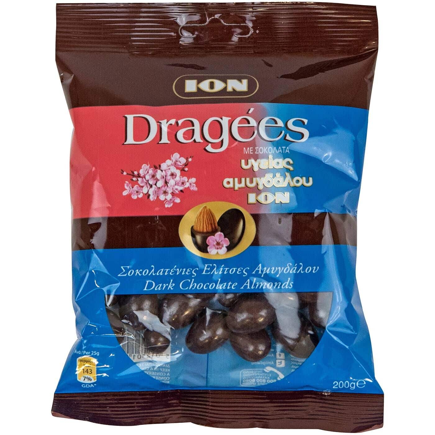 ION Dragees Dark Chocolate Almonds / ΙΟΝ Σοκολατάκια Ελίτσες Αμυγδάλου 200g