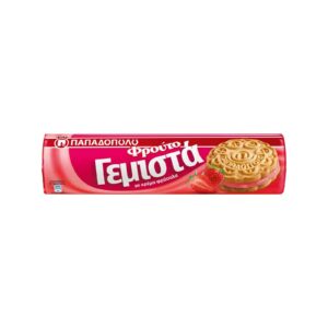 Papadopoulou Strawberry Sandwich Biscuits / Παπαδοπούλου γεμιστά Μπισκότα Φράουλα 200g
