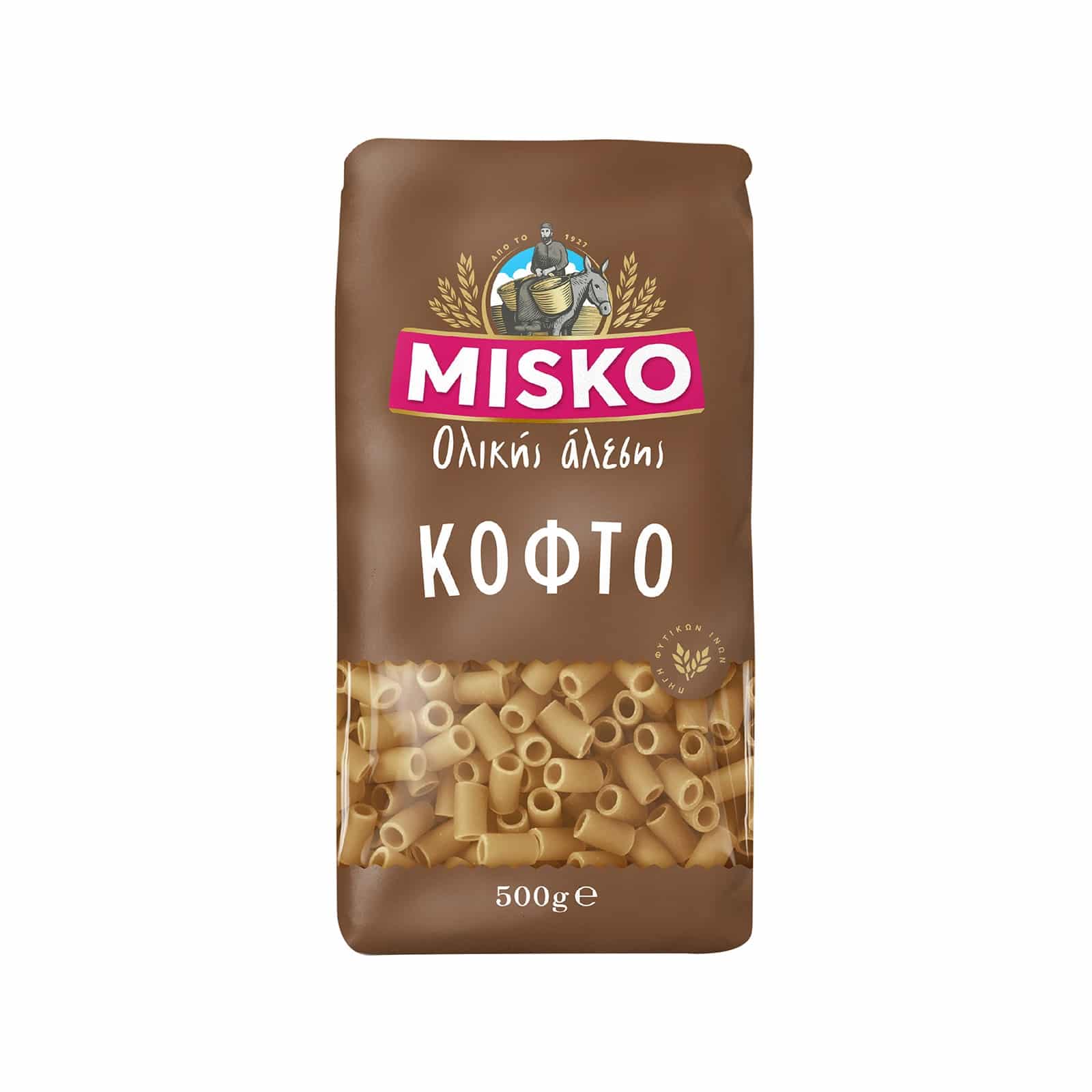 Misko Whole Wheat Short-cut Macaroni / Πάστα Ζυμαρικών Ολικής Άλεσης Κοφτό 500g
