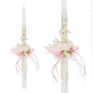 Easter Candle Wooden Swan / Λαμπάδα Λευκή Ξύλινος Κύκνος