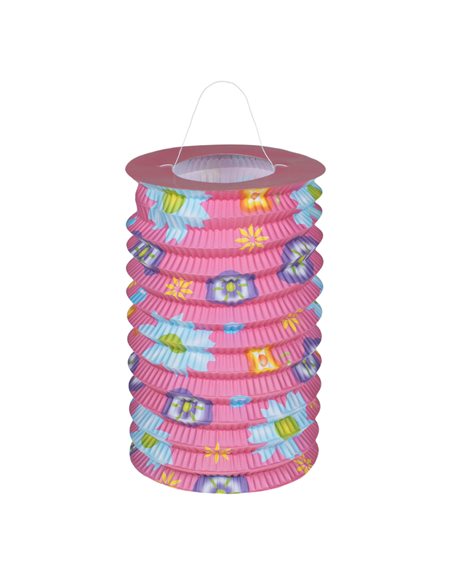 Easter Lantern Pink with Flowers / Πασχαλινό Φανάρι Χάρτινο Ροζ με Λουλούδια & Ρεσώ
