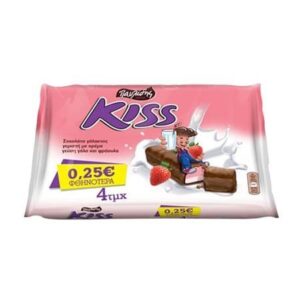 Pavlides Kiss Strawberry Chocolate / Παυλίδης Σοκολάτα Φράουλα 4x27.5g