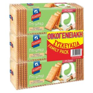 Allatini Petit-Beurre Sugar-Free Family Pack 3x225g / Πτι-μπερ χωρίς ζάχαρη