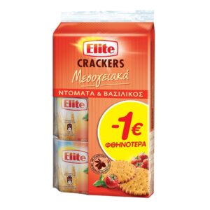 Elite Crackers Tomato and Basil 3x105g / Κράκερς με Ντομάτα και Βασιλικό